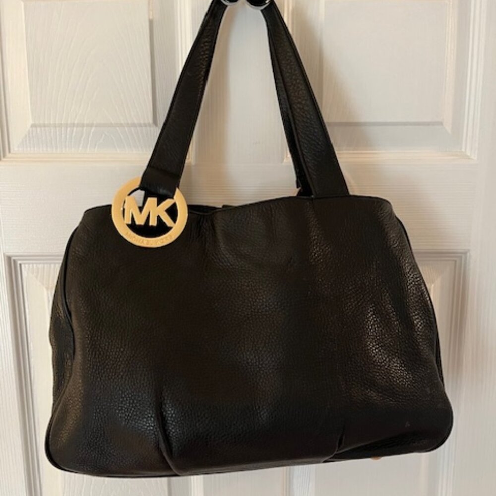 MICHAEL KORS | Fulton Pebbled Black Leather Tote Hand Bag Classic-EUC
